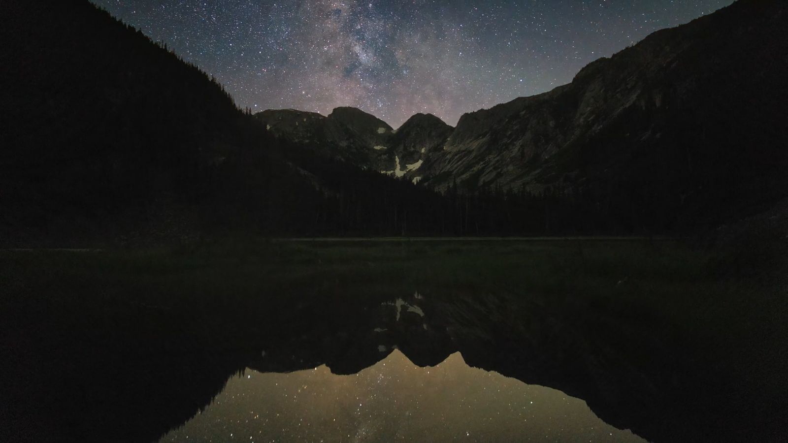 A mountain lake under the Milky Way